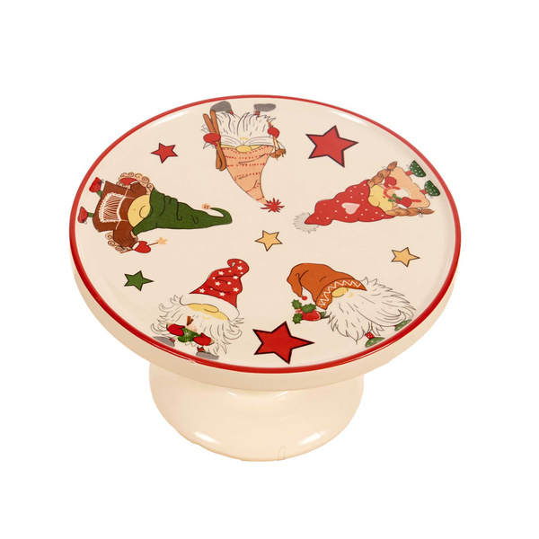 Ceramic platter with leg Gnome Cream 26x26x12 cm 