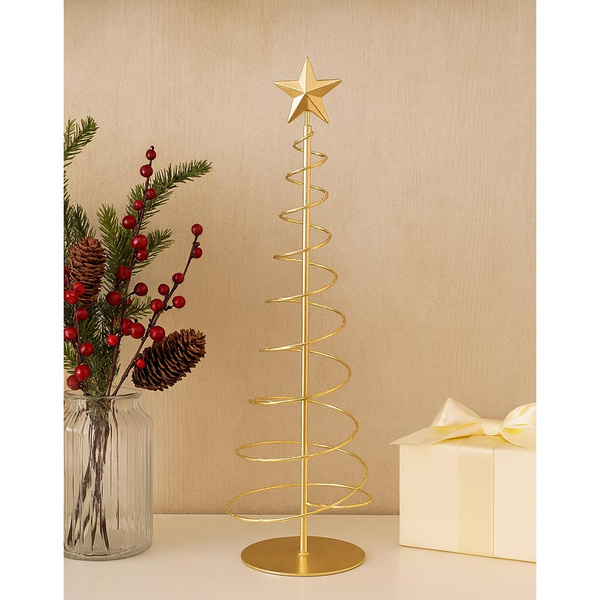 Μεταλλικό επιτραπέζιο δέντρο με φως χρυσαφί 18x60x15 εκ. 