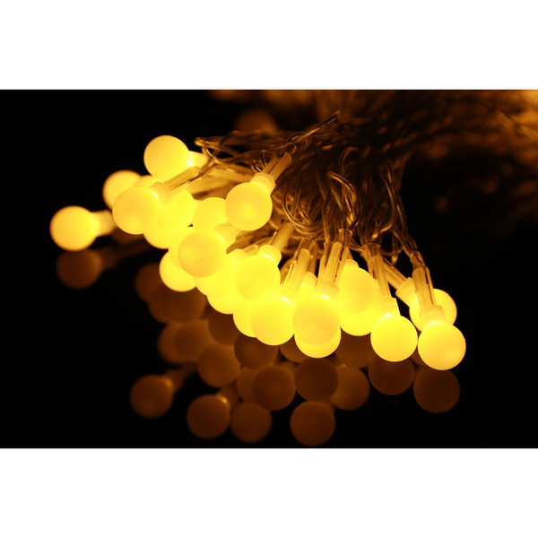 Αλυσίδα 20 LED μπίλιες θερμό λευκό διάφανο καλώδιο με μπαταρία 2,3 μ. 