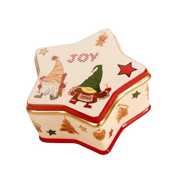 Ceramic cookie jart star Gnome 17x17x9 cm red - cream 