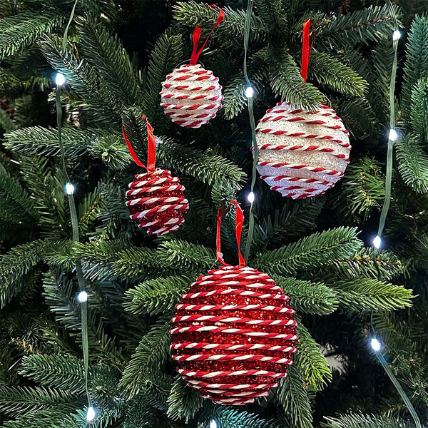 Christmas ball white / red 6 cm 