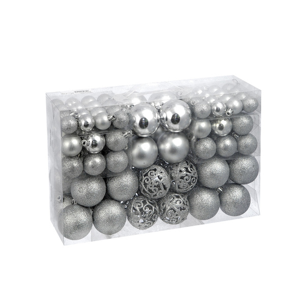 Πλαστική μπάλα σε 4 μεγέθη Ασημί σετ 100 τεμ. 
