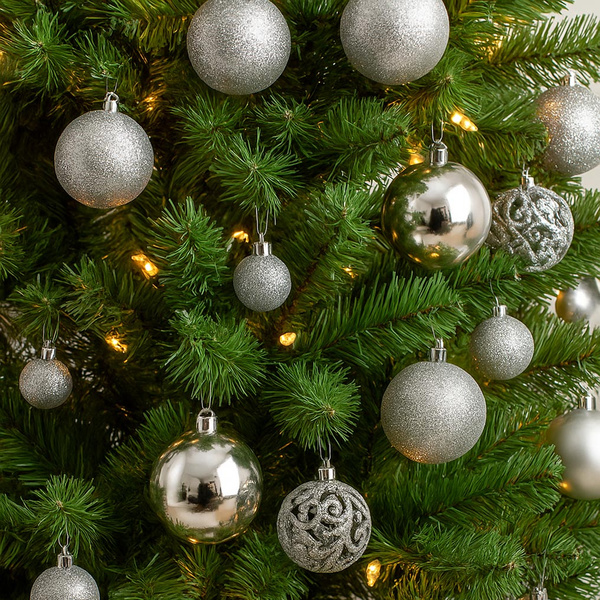 Πλαστική μπάλα σε 4 μεγέθη Ασημί σετ 100 τεμ. 