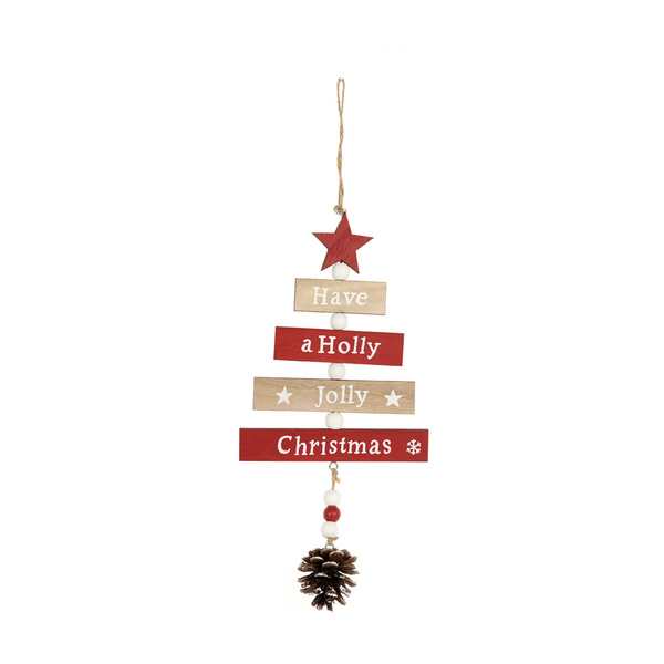 Ξύλινο κρεμαστό διακοσμητικό δεντράκι 13x27x1,3 εκ. 2 τεμ. 