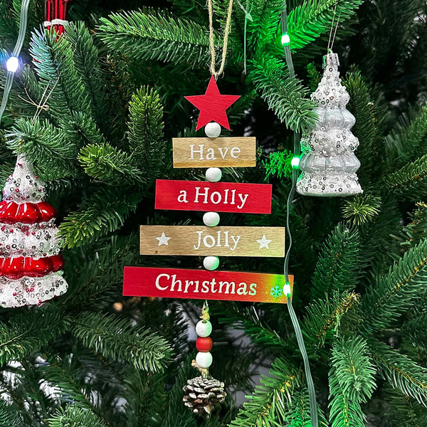 Ξύλινο κρεμαστό διακοσμητικό δεντράκι 13x27x1,3 εκ. 2 τεμ. 