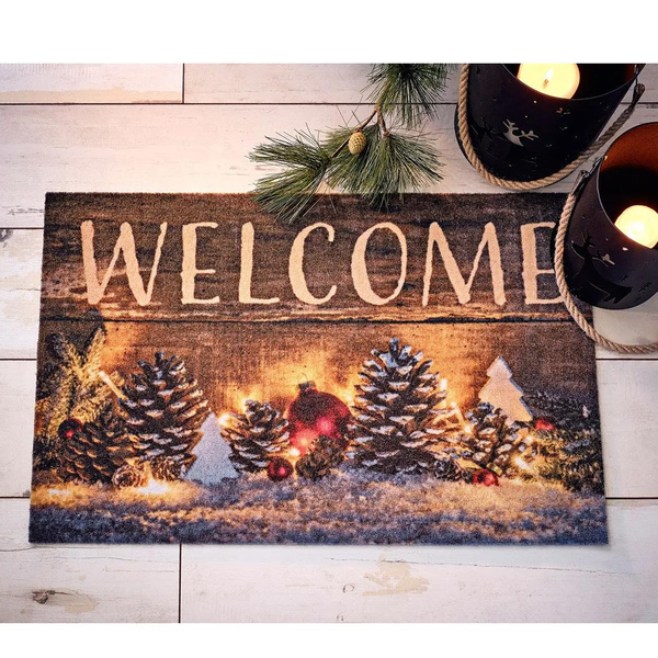 Front door mat with Christmas pattern 39x58 cm. 