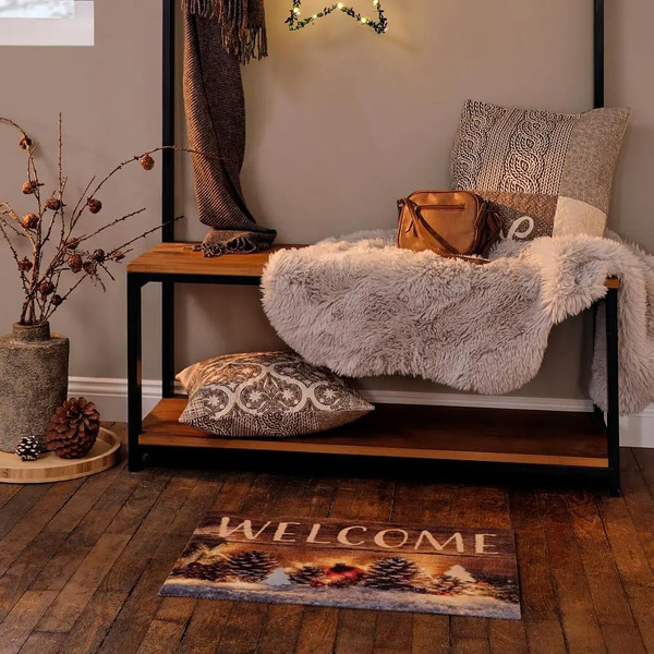 Front door mat with Christmas pattern 39x58 cm. 