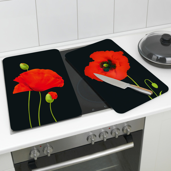 Γυάλινα καλύμματα εστίας Poppy 2 τεμ. γυαλί 30x52 εκ. 2521505500 