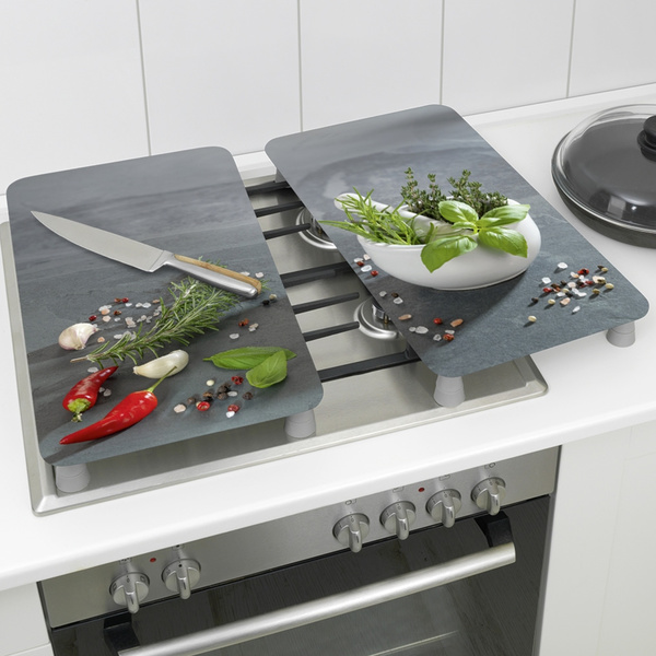 Γυάλινα καλύμματα εστίας Herb Kitchen 2 τεμ. γυαλί 30x52 εκ. 2521533500 