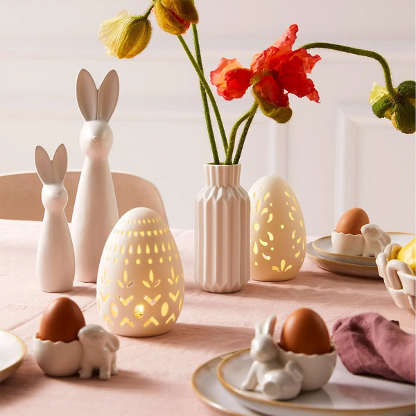 Ceramic egg holders rabbits white 8x5x5,5 cm 4 pcs 