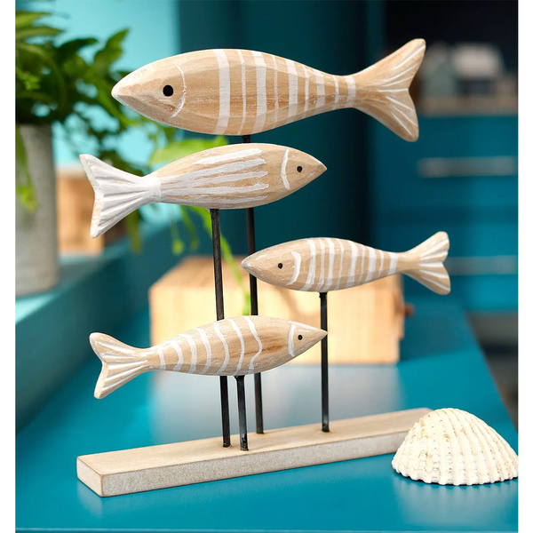 Ξύλινο διακοσμητικό με ψάρια 22x23x4 εκ. 