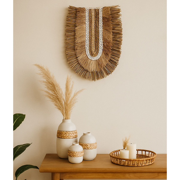 Κεραμικά βάζα με rattan λευκό 3 τεμ. 