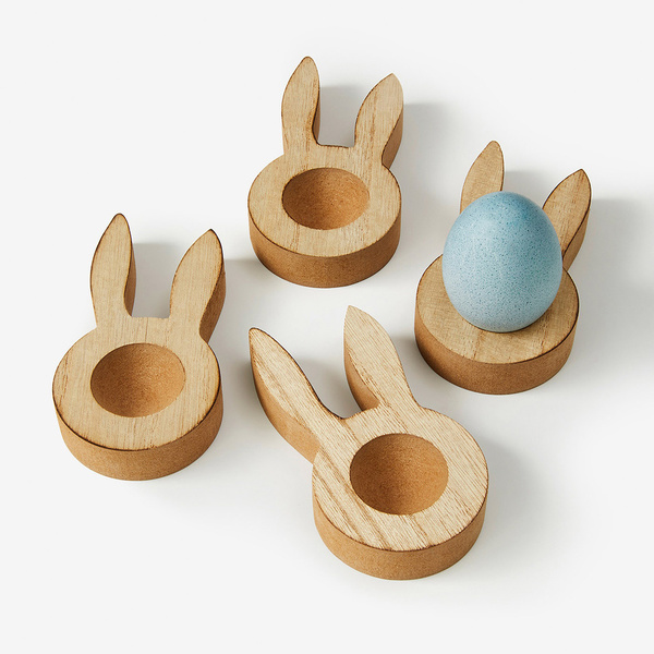 Αυγουλιέρες κουνελάκια MDF φυσικό χρώμα 6x11,5x2 εκ. 4 τεμ. 