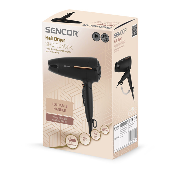 Hair dryer Sencor  SHD 0045ΒΚ Black 1600W 