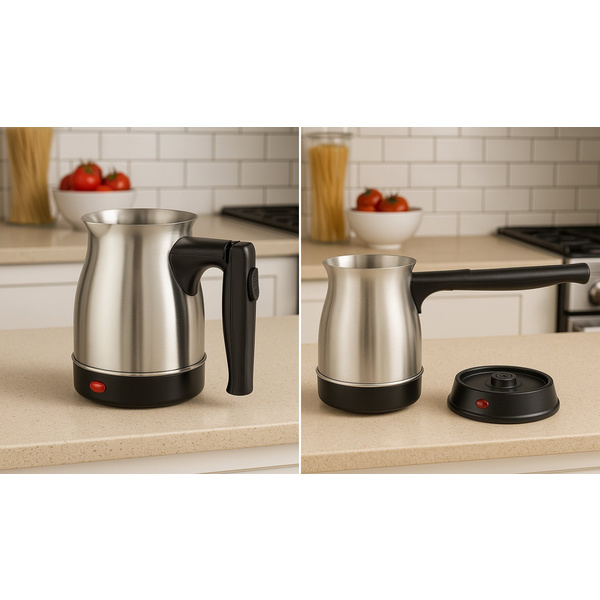 Electric coffee pot with folding handle inox 800W 600 ml 