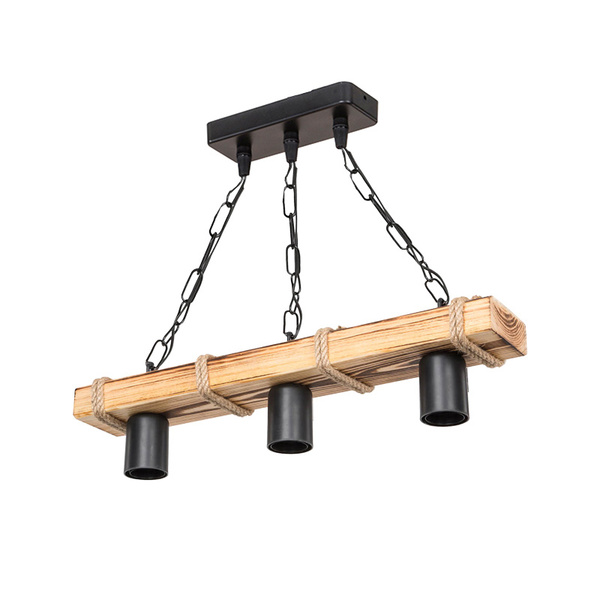 Φωτιστικό οροφής τρίφωτο PWL-1027 pakoworld Ε27 60W φυσικό-μαύρο 48.5x10x47 εκ. 