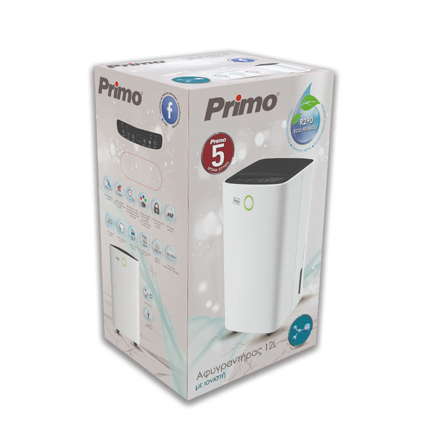 Αφυγραντήρας PRDH-45003i Primo 12L R290 υγρασία + Ιονιστής + Φίλτρο ενεργού ανθρακα Λευκός 