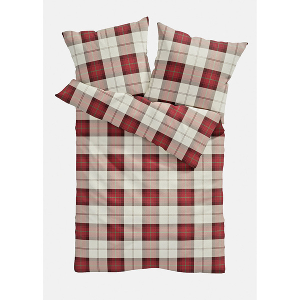 Σετ καρό μονή παπλωματοθήκη 135x200 εκ. + Μαξιλαροθήκη 80x80 εκ. 100% Βαμβάκι Κόκκινο / Λευκό 