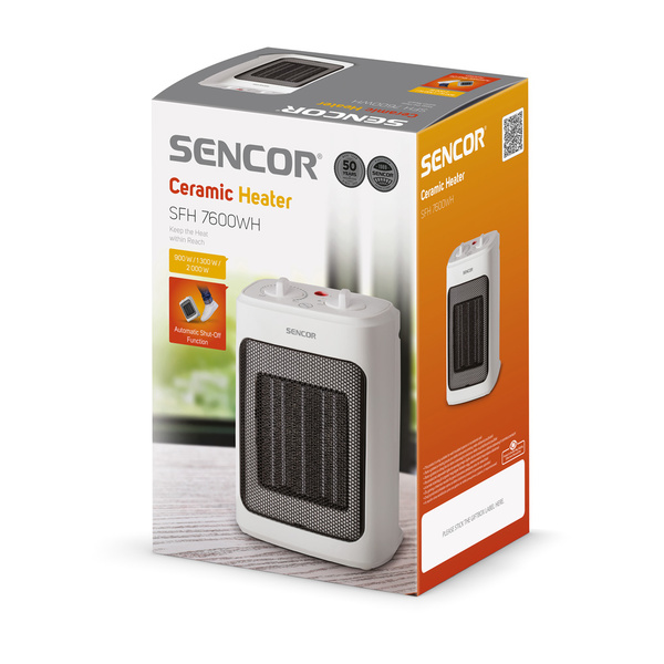 Κεραμική σόμπα Sencor SFH 7600WH 2 επίπεδα θέρμανσης 1300/2000W μαύρη 