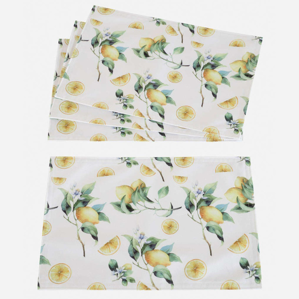 Σουπλά με στάμπα λεμονιού πολυέστερ 30x45 εκ. 4 τεμ. 