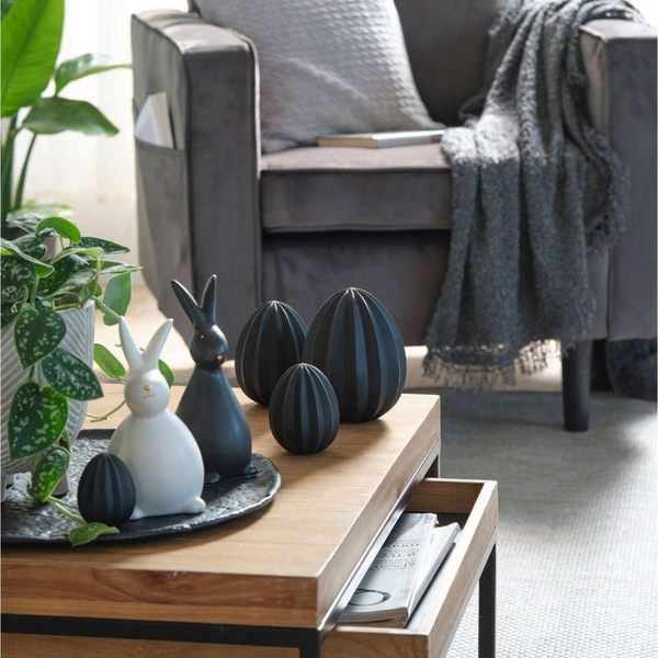 Διακοσμητικό αγαλματίδιο κουνελιού μαύρο/λευκό κεραμικό 16x8x7,5 εκ. 2 τεμ. 
