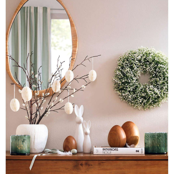 Διακοσμητικό αγαλματίδιο κουνελιού κρεμ κεραμικό Υ 18 & 26,5 εκ. 2 τεμ. 