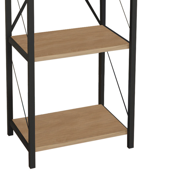 Βιβλιοθήκη Glase pakoworld oak μελαμίνης-μαύρο μέταλλο 40x30x150 εκ. 
