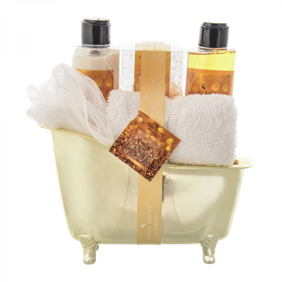 Mystic Spa Body lotion 150ml, Shower gel 150ml, Bath salts 100gr towel and sponge