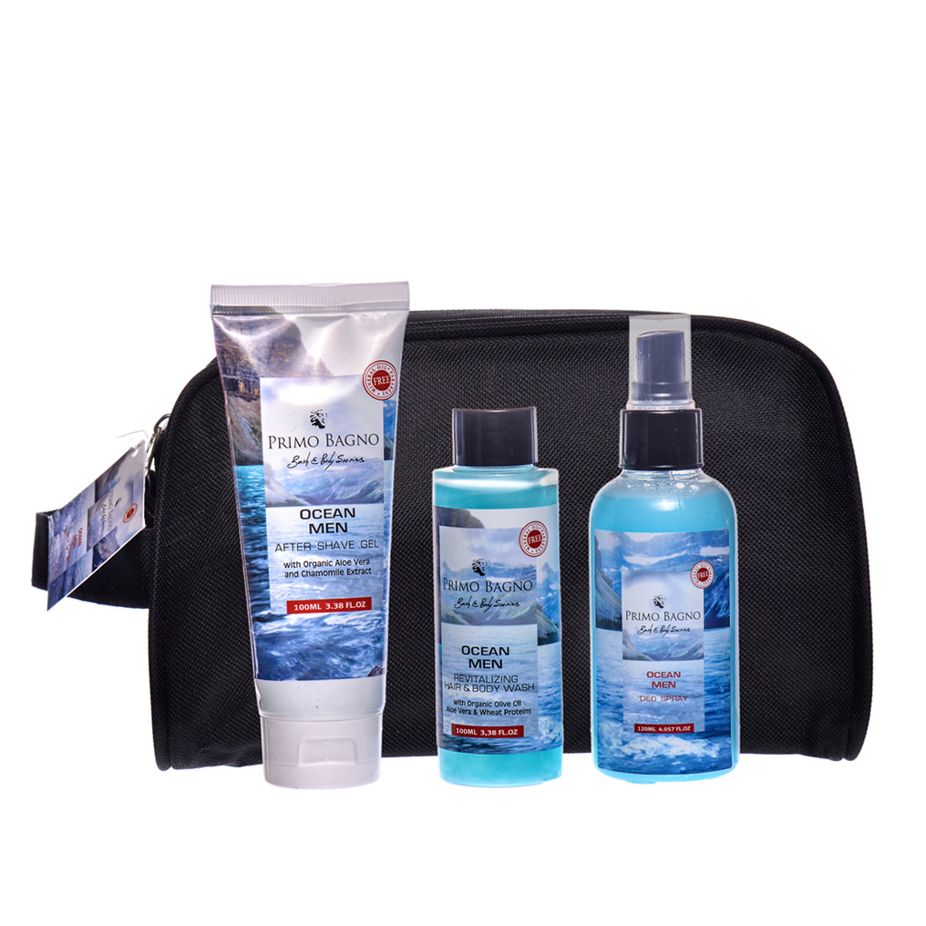 Ocean Men Shower gel 100ml, Body spray 120ml, After shave gel 100ml & Sponge