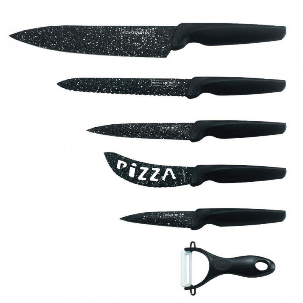 Knives with marble coating 5 pcs. + Ceramic peeler Royalty Line RL-MB5