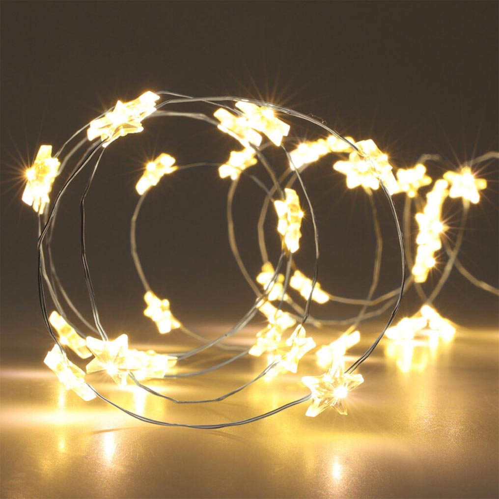 Αλυσίδα αστεράκια θερμό λευκό 40 micro LED ασημί καλώδιο με μπαταρία 2 μ.