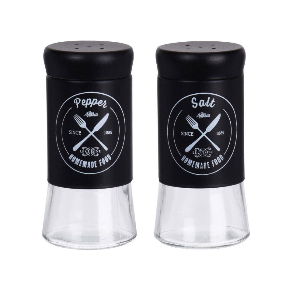 Salt and pepper shaker set 140ml glass & metal