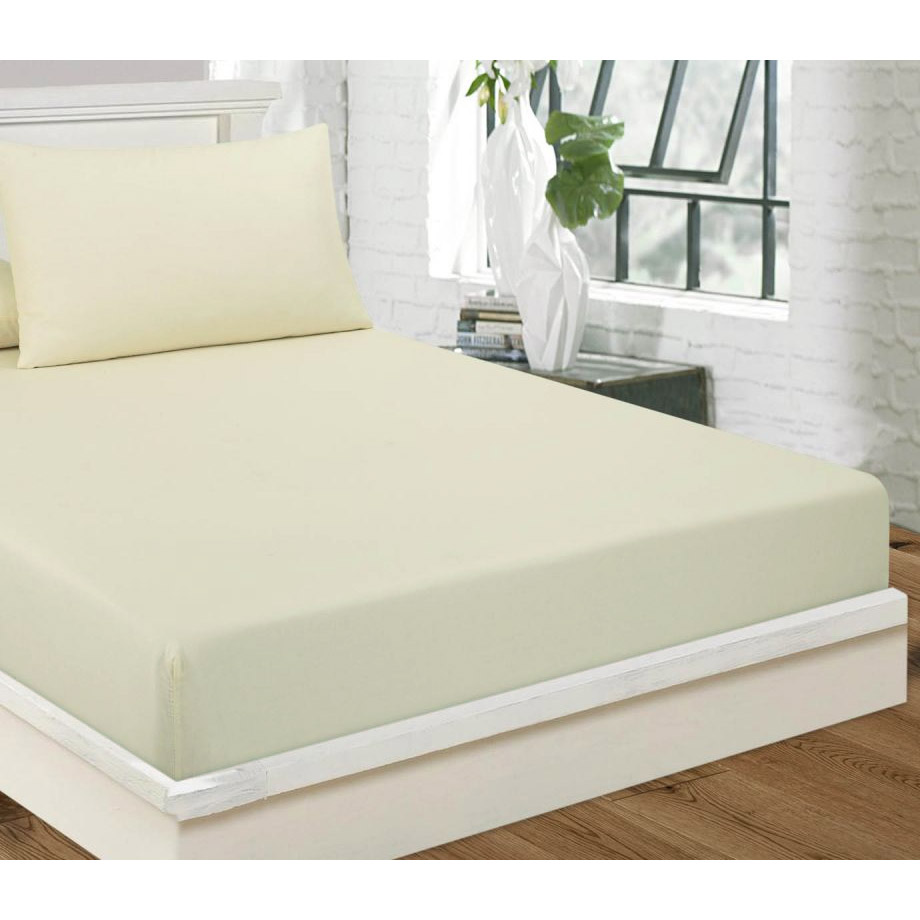 Fitted bed sheet single Natural 100% cotton 90x190 cm