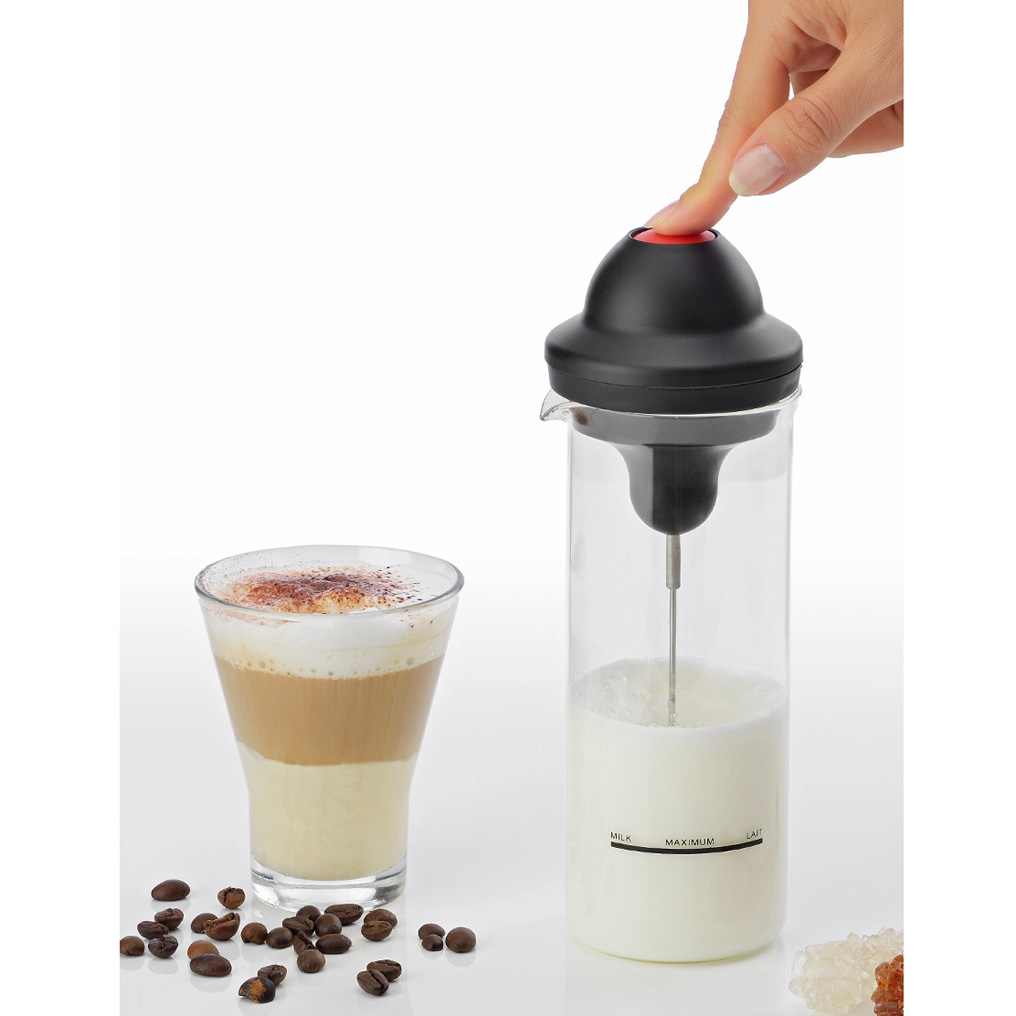 Hand milk frother with glass 7x17 cm