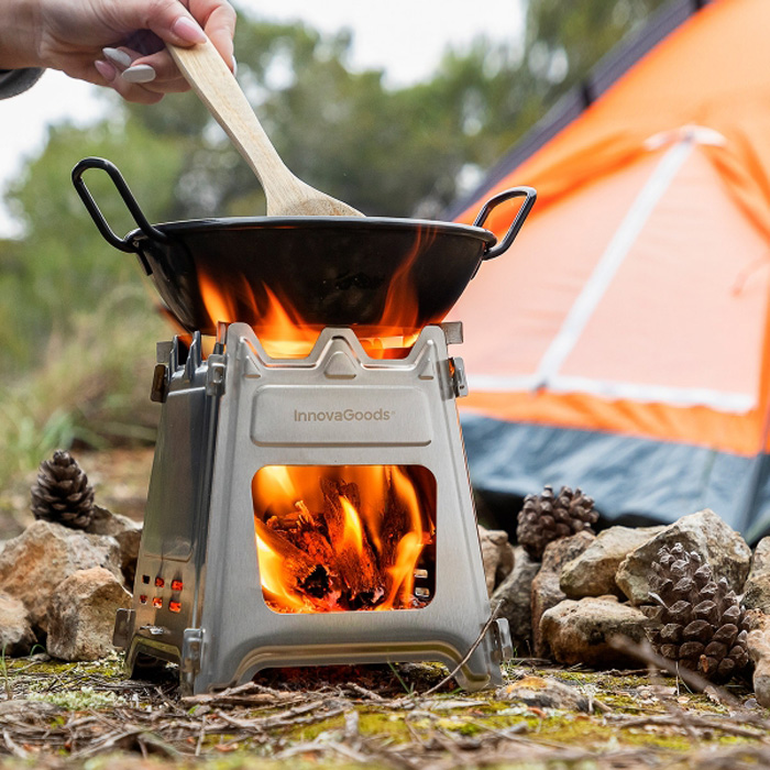 Collapsible steel camping stove Flamet InnovaGoods