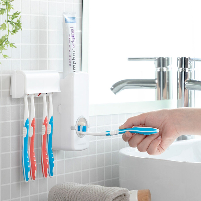 Toothpaste dispenser and holder for 5 toothbrushes Diseeth InnovaGoods V0103572