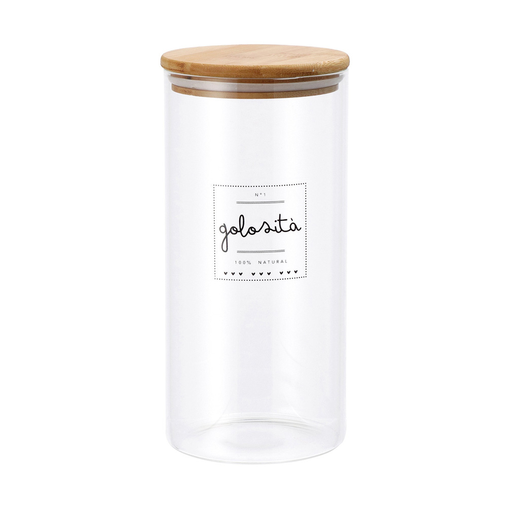 Golosita glass storage container with bamboo lid 1.9 lt