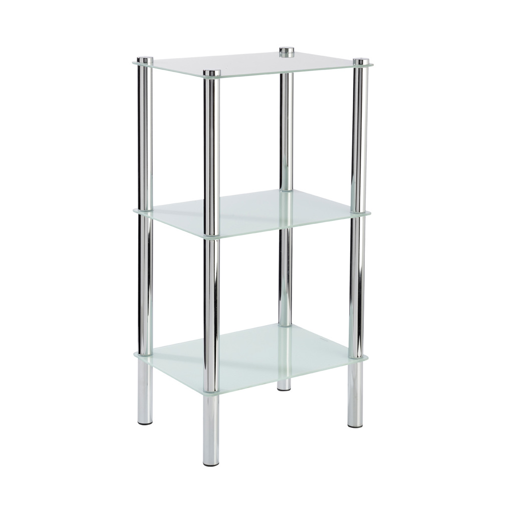 Rack with 3 shelves metal & glass 40x30x77 cm