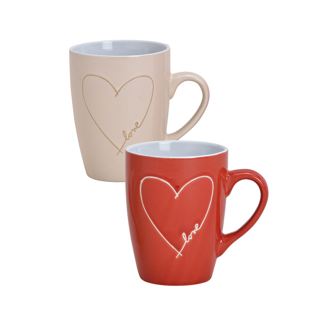 Ceramic cups Heart 2 pcs 8x11 cm