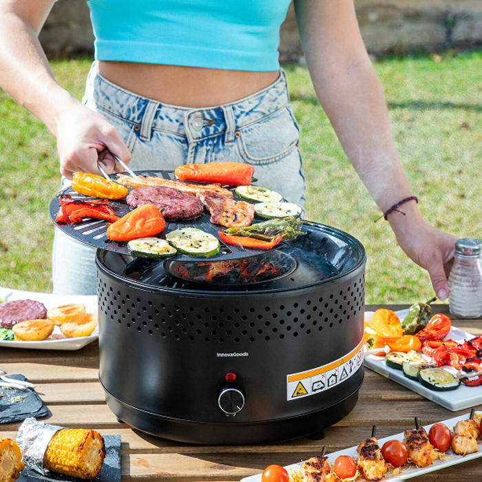 Portabel smokeless charcoal barbeque CleanQ InnovaGoods V0103886