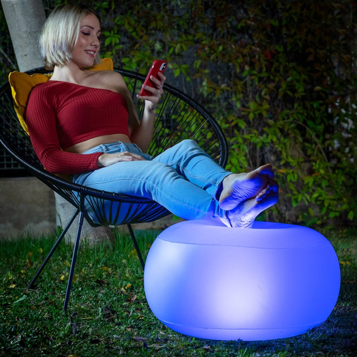 Inflatable seat with multicolour LED & remote control Pulight InnovaGoods 50x30 cm