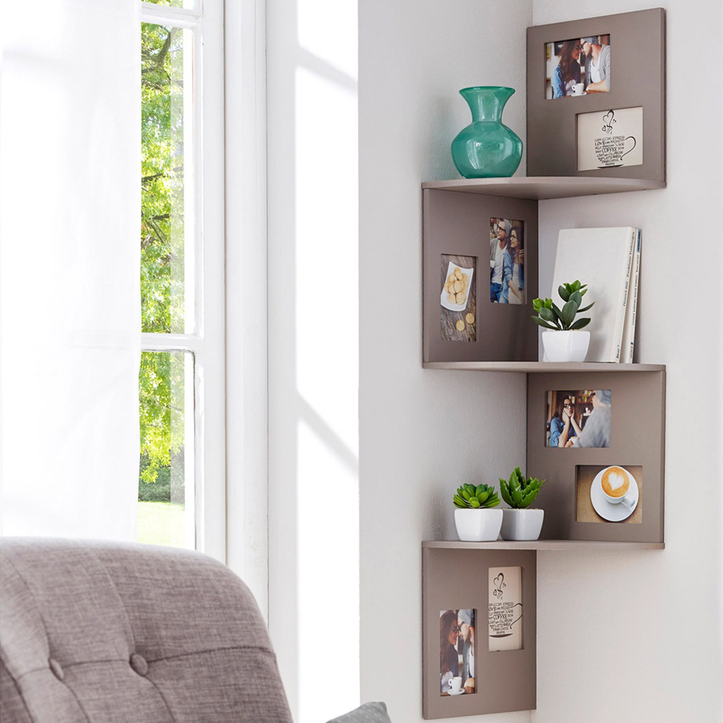 Corner shelf & photo frame gray 96 cm.