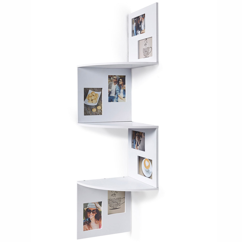 Corner shelf & photo frame white 96 cm.