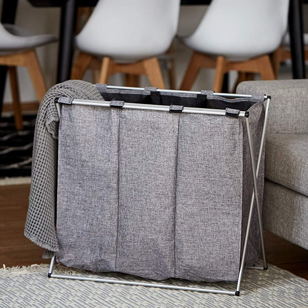 Trio mottled polyester laundry basket grey 63x57x38 cm