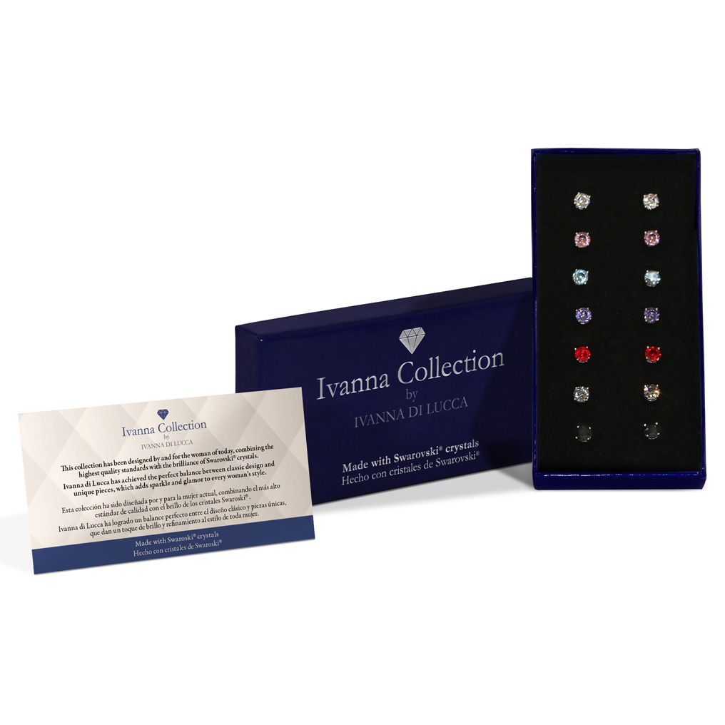 Earing set of 7 pairs with Swarovski stones Ivanna Collection