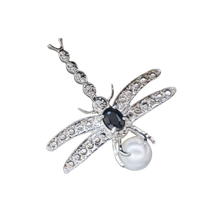 Silver tone dragonfly brooch