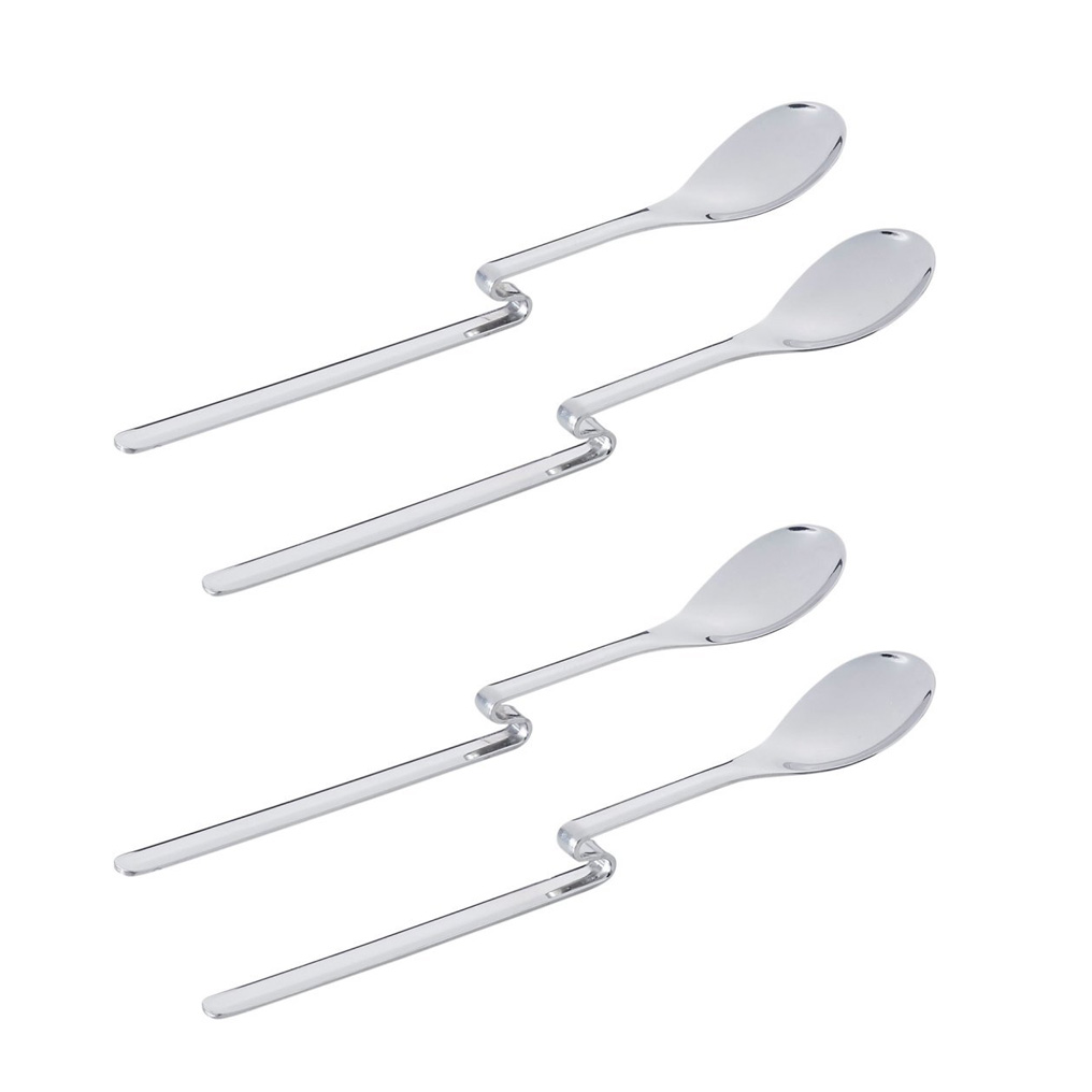 Steel teaspoon with curved handle 4 pcs