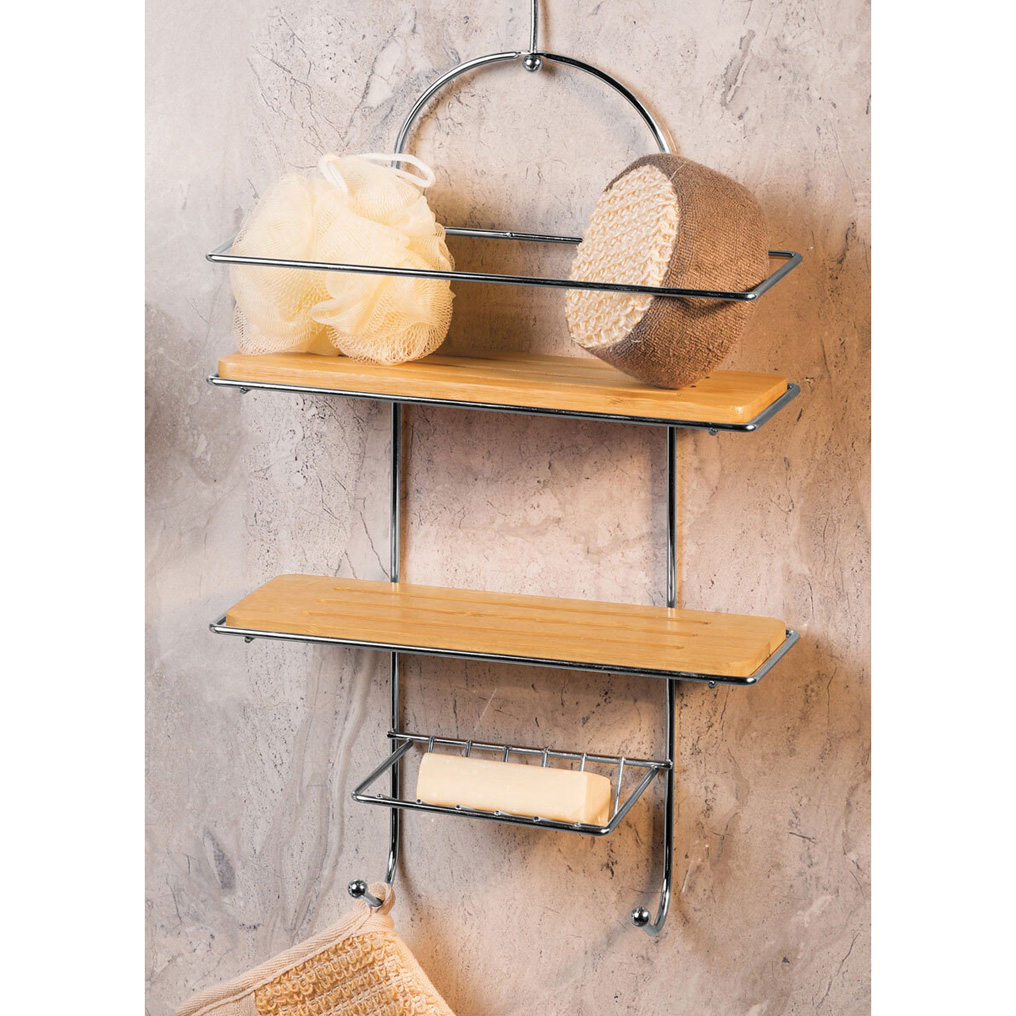 Hanging shelf metal / bamboo 25x11x40.5 cm