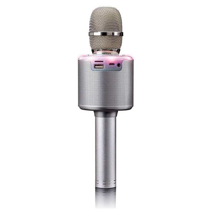 LENCO BMC-085 Silver Karaoke microphone with bluetooth