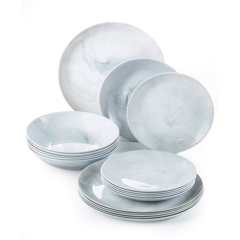 Marble dish set 18 pcs